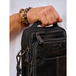 Сумка мужская через плечо Ruff Ryder из натуральной кожи черная