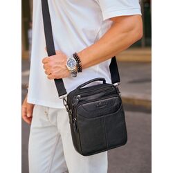 Сумка мужская через плечо Ruff Ryder из натуральной кожи черная