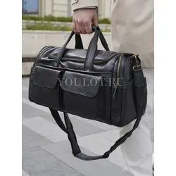 Сумка дорожная из натуральной кожи с двумя карманами