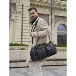 Сумка дорожная из натуральной кожи с двумя карманами