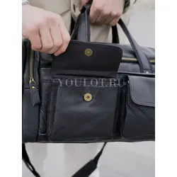 Сумка дорожная из натуральной кожи с двумя карманами