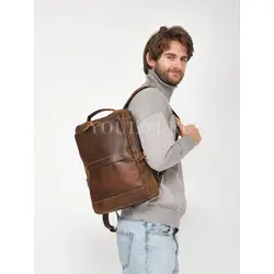 Рюкзак мужской из натуральной кожи для ноутбука 15" и документов A4