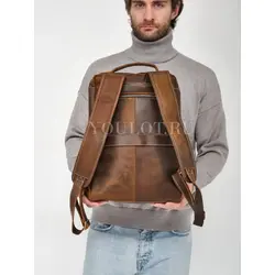 Рюкзак мужской из натуральной кожи для ноутбука 15" и документов A4