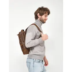 Рюкзак мужской из натуральной кожи для ноутбука 15" и документов A4