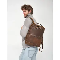 Рюкзак мужской из натуральной кожи для ноутбука 15" и документов A4