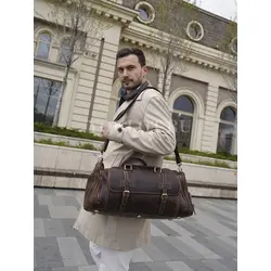 Сумка дорожная из натуральной кожи с отделом для обуви