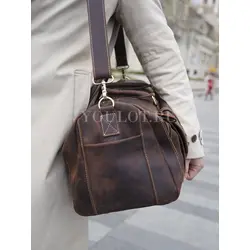 Сумка дорожная из натуральной кожи с отделом для обуви