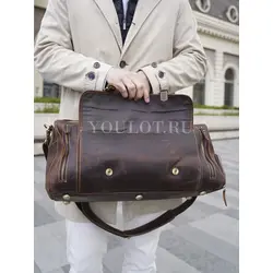 Сумка дорожная из натуральной кожи с отделом для обуви