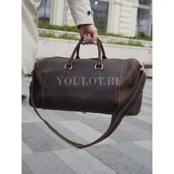 Сумка дорожная из натуральной кожи с отделом для обуви