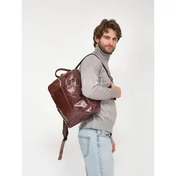 Мужской рюкзак кожаный для ноутбука 15" и документов A4