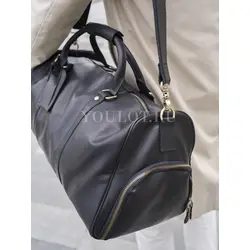 Сумка дорожная из натуральной кожи с отделением для обуви