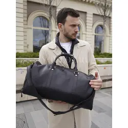 Сумка дорожная из натуральной кожи с отделением для обуви