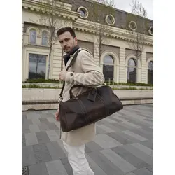 Сумка дорожная из натуральной кожи с отделением для обуви