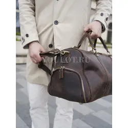 Сумка дорожная из натуральной кожи с отделением для обуви