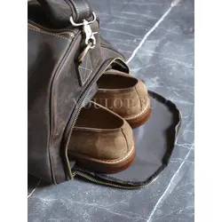 Сумка дорожная из натуральной кожи с отделением для обуви