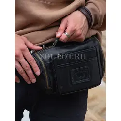 Сумка через плечо, бананка из натуральной кожи Ruff Ryder