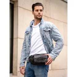 Мужская сумка через плечо Ruff Ryder, бананка из натуральной кожи