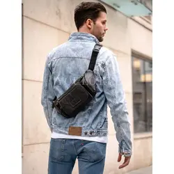 Мужская сумка через плечо Ruff Ryder, бананка из натуральной кожи