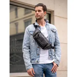 Мужская сумка через плечо Ruff Ryder, бананка из натуральной кожи