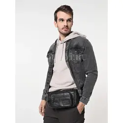 Сумка мужская через плечо Ruff Ryder, бананка из натуральной кожи