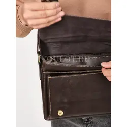 Сумка мужская через плечо Ruff Ryder большая A4 кожаная с клапаном