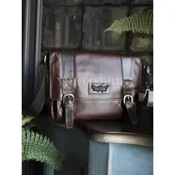 Сумка мужская через плечо Ruff Ryder большая A4 кожаная с клапаном