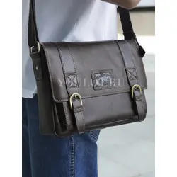 Сумка мужская через плечо Ruff Ryder большая A4 из натуральной кожи