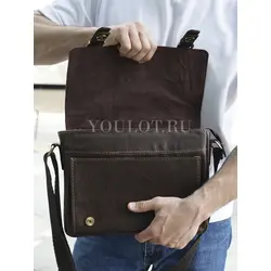 Сумка мужская через плечо Ruff Ryder большая A4 из натуральной кожи