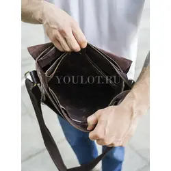 Сумка мужская через плечо Ruff Ryder большая A4 из натуральной кожи