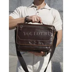 Сумка мужская через плечо Ruff Ryder A4 большая кожаная Old Money