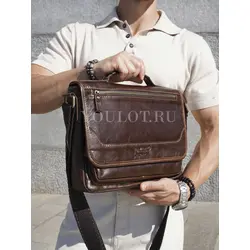 Сумка мужская через плечо Ruff Ryder A4 большая кожаная Old Money