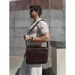 Сумка мужская через плечо Ruff Ryder A4 большая кожаная Old Money