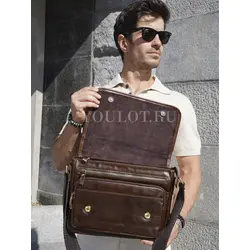 Сумка мужская через плечо Ruff Ryder A4 большая кожаная Old Money