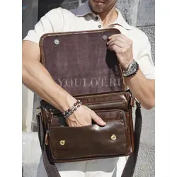 Сумка мужская через плечо Ruff Ryder A4 большая кожаная Old Money