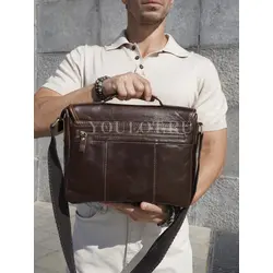 Сумка мужская через плечо Ruff Ryder A4 большая кожаная Old Money