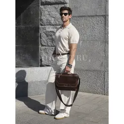 Сумка мужская через плечо Ruff Ryder A4 большая кожаная Old Money