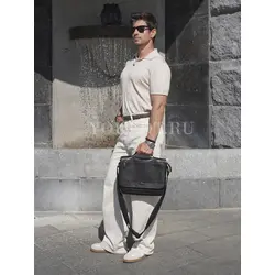 Сумка мужская через плечо Ruff Ryder A4 большая кожаная Old Money