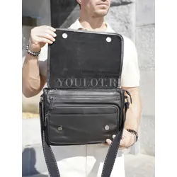 Сумка мужская через плечо Ruff Ryder A4 большая кожаная Old Money