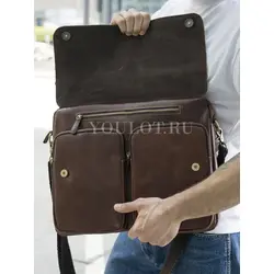 Портфель-сумка Ruff Ryder для документов и ноутбука кожаный Old Money
