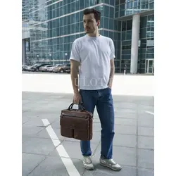 Портфель-сумка Ruff Ryder для документов и ноутбука кожаный Old Money