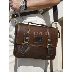 Сумка мужская через плечо Ruff Ryder A4 большая кожаная