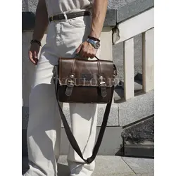 Сумка мужская через плечо Ruff Ryder A4 большая кожаная