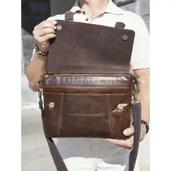 Сумка мужская через плечо Ruff Ryder A4 большая кожаная