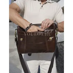 Сумка мужская через плечо Ruff Ryder A4 большая кожаная