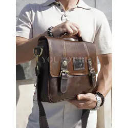 Сумка мужская через плечо Ruff Ryder A4 большая кожаная