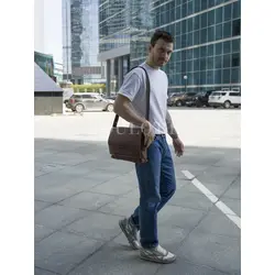 Мужская кожаная сумка через плечо Ruff Ryder формата A4