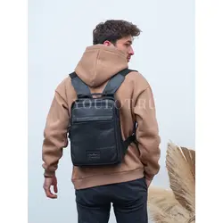 Рюкзак мужской из натуральной кожи Ruff Ryder черный