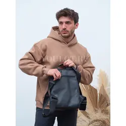 Рюкзак мужской из натуральной кожи Ruff Ryder черный