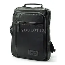 Рюкзак мужской из натуральной кожи Ruff Ryder черный с ручкой