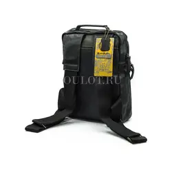 Рюкзак мужской из натуральной кожи Ruff Ryder черный с ручкой